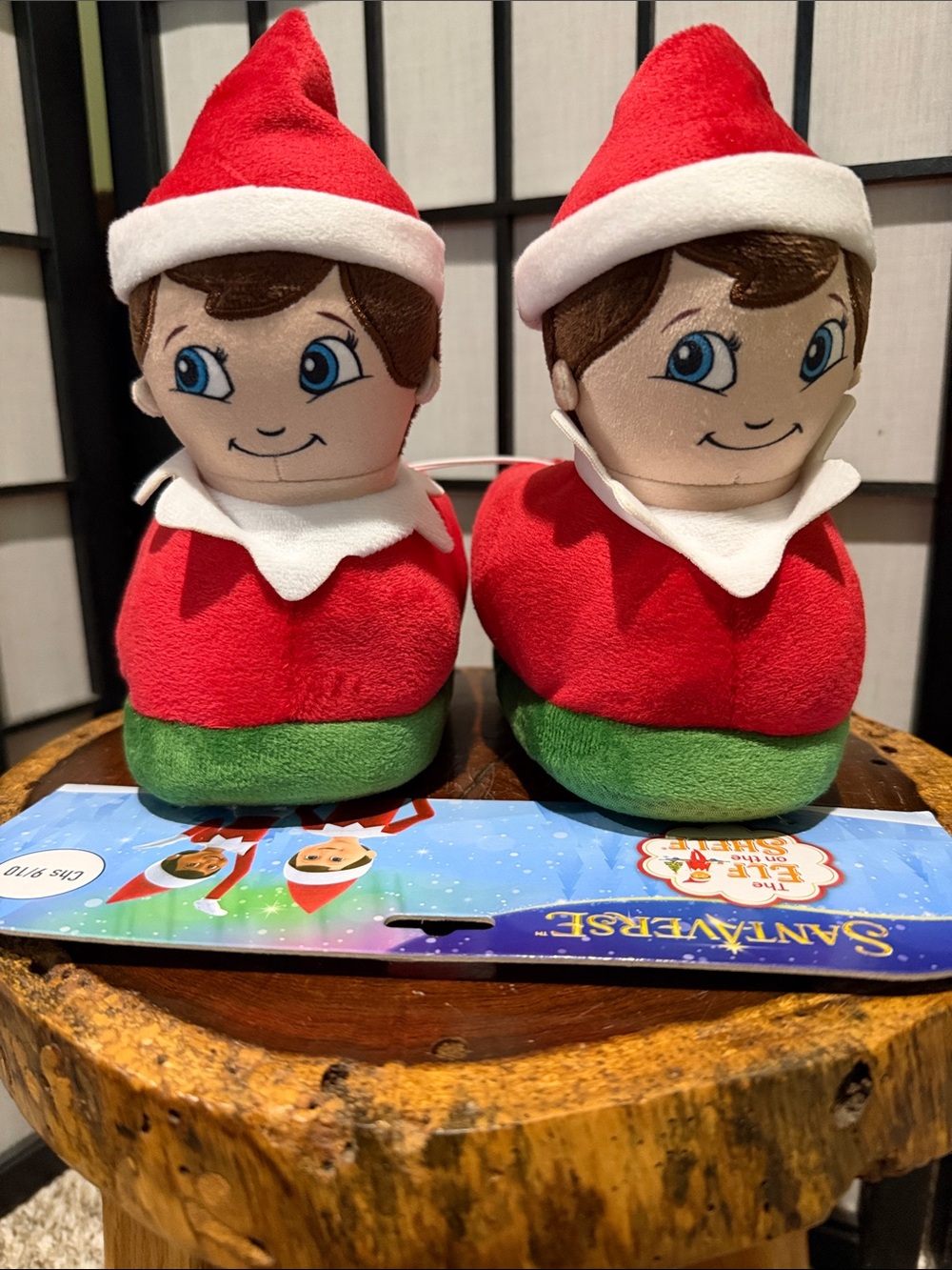 The Elf on the Shelf Plush Slippers NEW Holiday 9/10 Boy Blue Eye